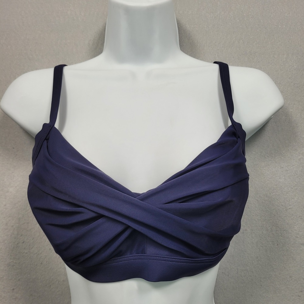 Athleta Womens Navy Blue Twist Front Bikini Swim Top‎ 32 D DD